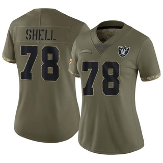 Limited Art Shell Women's Las Vegas Raiders 2022 Salute To Service Jersey - Olive